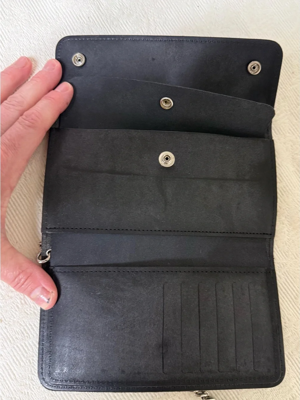 Black Leather Wallet with Chain - Men's Accessory